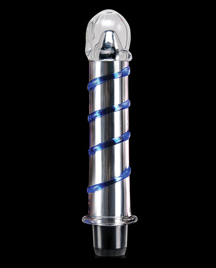 Icicles No. 20 Hand Blown Glass Vibrator Waterproof - Clear with Blue Swirls - Empower Pleasure