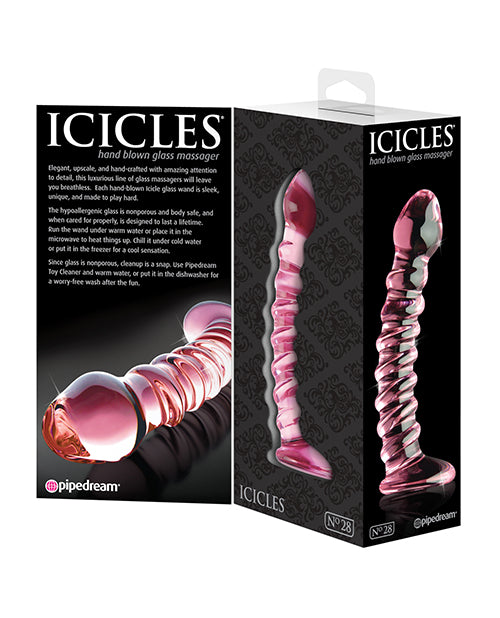 Icicles No. 28 Hand Blown Glass - Clear with Ridges - Empower Pleasure