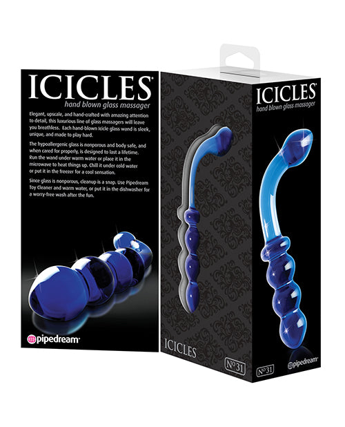 Icicles  No. 31 Hand Blown Glass - Blue G-Spot - Empower Pleasure