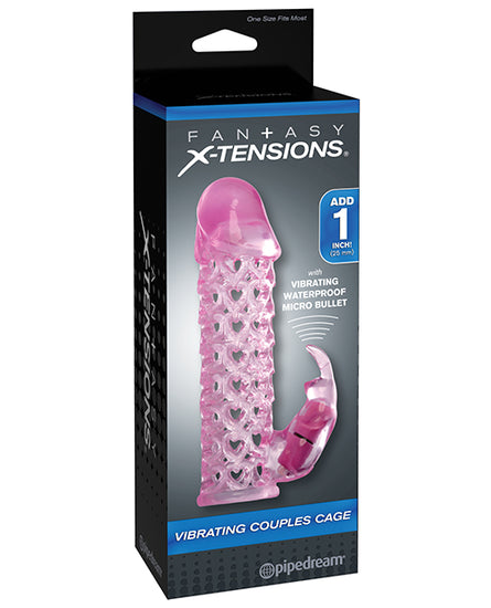 Fantasy X-tensions Vibrating Couples Cage - Pink - Empower Pleasure