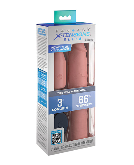 Fantasy X-tensions Elite 9" Sleeve Vibrating 3" Plug w/Remote - Light - Empower Pleasure
