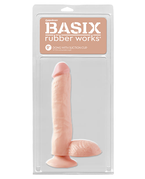 Basix Rubber Works 9" Dong with Suction Cup - Flesh