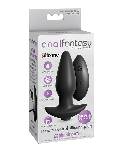 Anal Fantasy Collection Remote Control Silicone Plug - Black - Empower Pleasure