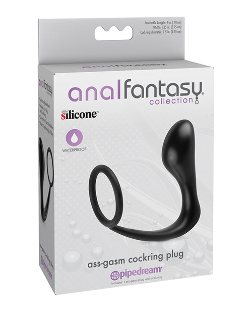 Anal Fantasy Collection Ass Gasm Cockring Plug - Black - Empower Pleasure