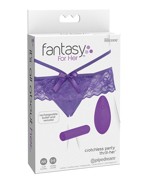 Fantasy For Her Crotchless Panty Thrill Her - Purple - Empower Pleasure