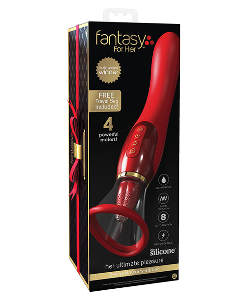 Fantasy for Her Ultimate Pleasure 24K Gold Seasonal Luxury Edition with Travel Bag Luxury Box - Red - Empower Pleasure