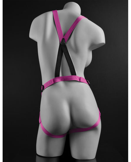 Dillio 7" Strap-On Suspender Harness Set - Pink - Empower Pleasure
