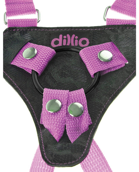 Dillio 7" Strap-On Suspender Harness Set - Pink - Empower Pleasure