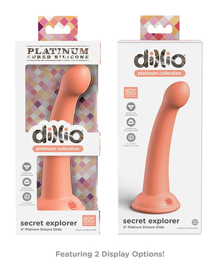 Dillio Platinum 6" Secret Explorer Silicone Dildo - Peach Dillio Platinum 6" Secret Explorer Silicone Dildo - Peach
