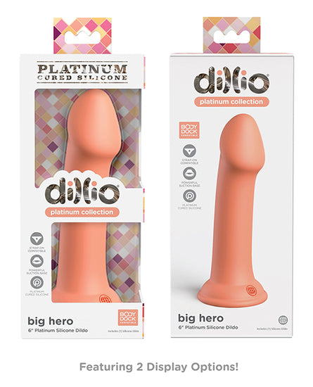 Dillio Platinum 6" Big Hero Silicone Dildo - Peach - Empower Pleasure
