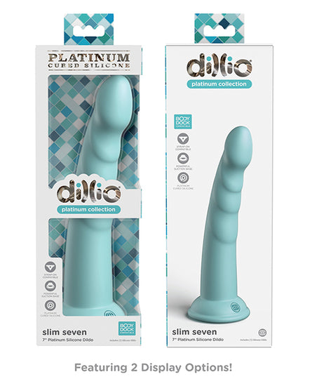 Dillio Platinum 7" Slim Seven Silicone Dildo - Teal - Empower Pleasure