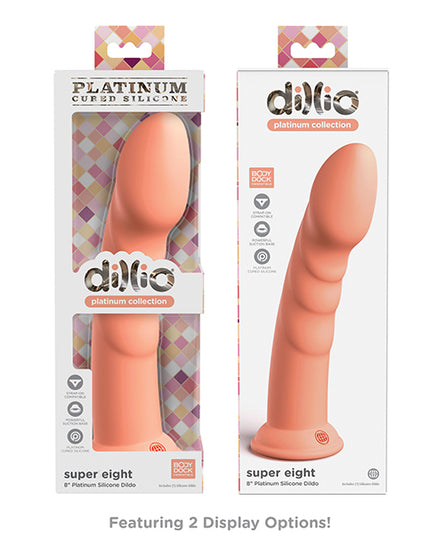 Dillio Platinum 8" Super Eight Silicone Dildo - Peach - Empower Pleasure