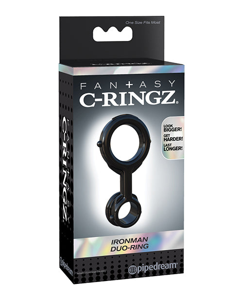 Fantasy C Ringz Ironman Duo Ring - Black - Empower Pleasure