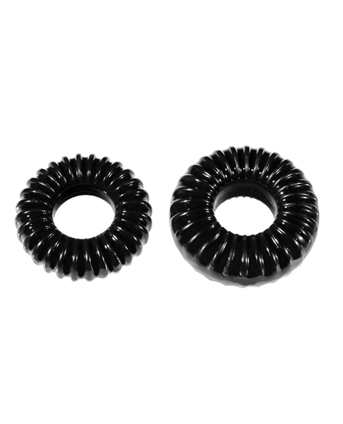 Xplay Gear Mixed Pack Ribbed Ring and Ribbed Ring Slim - Black - Pack of 2 - Empower Pleasure
