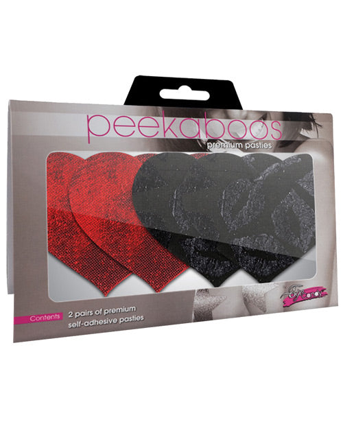 Stolen Kisses Hearts - Red & Black  Pack of 2 - Empower Pleasure
