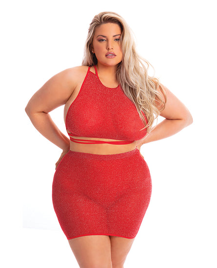 Pink Lipstick Midnight Sun Skirt Set Red QN - Empower Pleasure