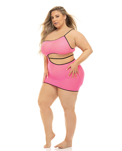 Pink Lipstick All You Need Cut Out Dress Neon Pink QN - Empower Pleasure