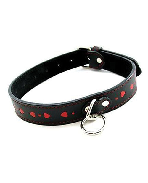 Plesur PVC Collar w/Hearts - Black/Red