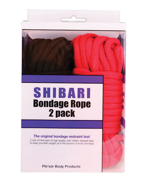 Plesur Cotton Shibari Bondage Rope 2-Pack - Black/Red
