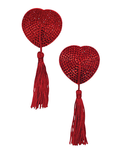 Diamond Reuseable Tassel Pasties - Red - Empower Pleasure