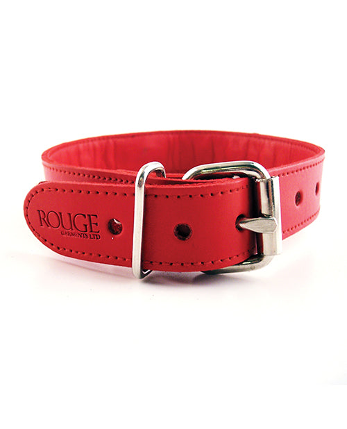 Rouge Leather O Ring Studded Collar - Red - Empower Pleasure