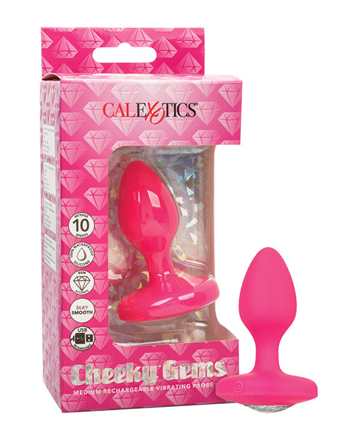 Cheeky Gems Medium Rechargeable Vibrating Probe - Pink - Empower Pleasure