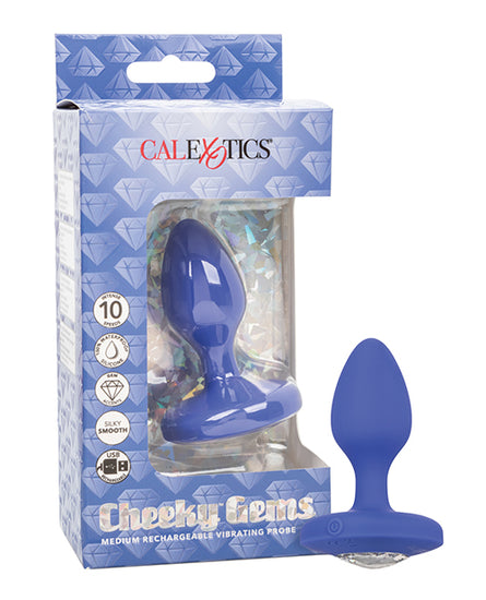 Cheeky Gems Medium Rechargeable Vibrating Probe - Blue - Empower Pleasure