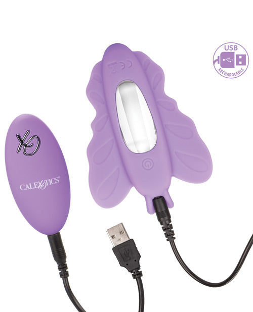 Venus Butterfly Silicone Remote Rocking Penis - Purple