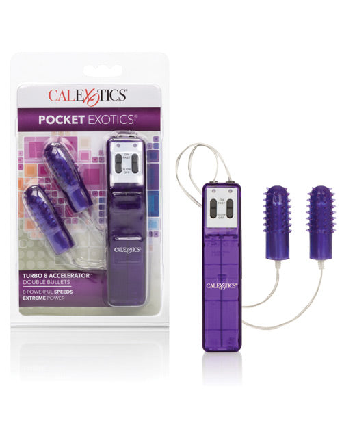 Pocket Exotics Turbo 8 Accelerator Double Bullets - Purple - Empower Pleasure
