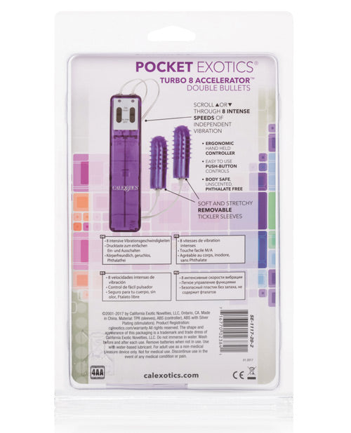 Pocket Exotics Turbo 8 Accelerator Double Bullets - Purple - Empower Pleasure