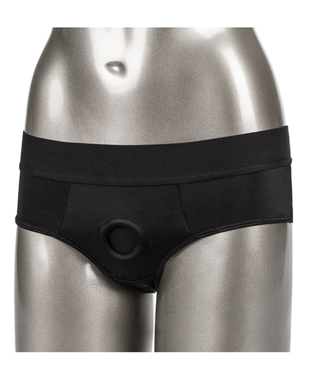 Her Royal Harness Backless Brief L/XL - Black - Empower Pleasure