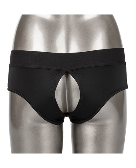 Her Royal Harness Backless Brief L/XL - Black - Empower Pleasure