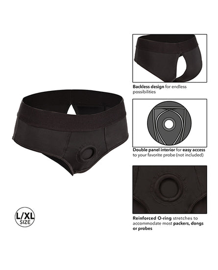 Her Royal Harness Backless Brief L/XL - Black - Empower Pleasure