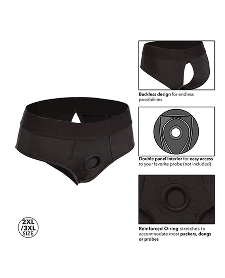 Her Royal Harness Backless Brief 2XL/3XL - Black - Empower Pleasure