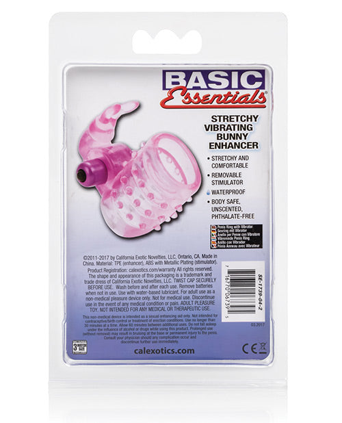 Basic Essentials Stretchy Vibrating Bunny Enhancer - Pink