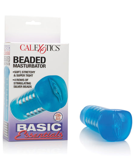 Basic Essentials Beaded Masturbator - Blue - Empower Pleasure