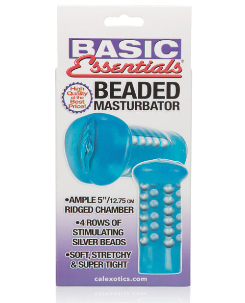Basic Essentials Beaded Masturbator - Blue - Empower Pleasure
