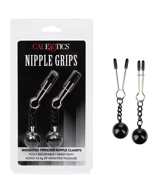Nipple Grips Weighted Tweezer Nipple Clamps  -Silver - Empower Pleasure