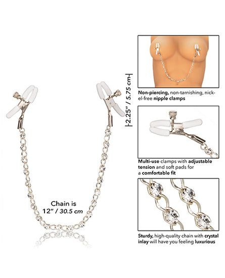 Nipple Play Crystal Nipple Clamps - Clear - Empower Pleasure