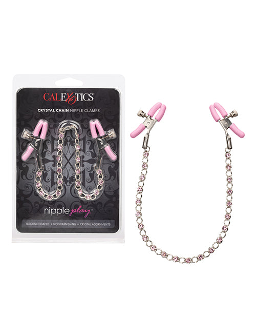 Nipple Play Crystal Chain Nipple Clamps - Pink - Empower Pleasure