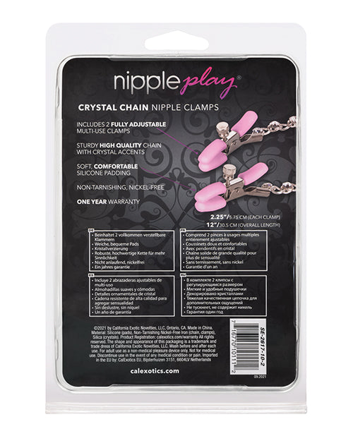 Nipple Play Crystal Chain Nipple Clamps - Pink - Empower Pleasure
