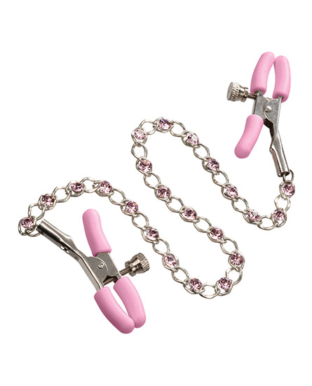 Nipple Play Crystal Chain Nipple Clamps - Pink - Empower Pleasure