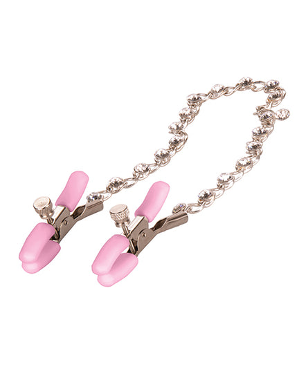 Nipple Play Crystal Chain Nipple Clamps - Pink - Empower Pleasure