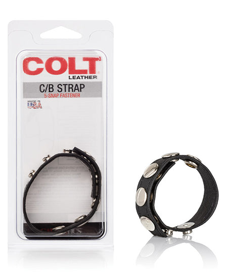 COLT Leather C/B Strap 5 Snap Fastener - Black - Empower Pleasure