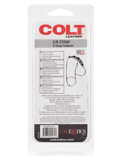 COLT Leather C/B Strap 5 Snap Fastener - Black - Empower Pleasure