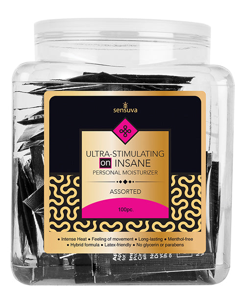 Insane Ultra Stimulating Personal Moisturizer Tub - Asst. Single Use Packet Tub of 100 - Empower Pleasure