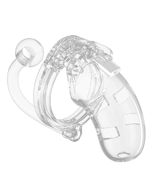 Shots Man Cage Chastity 3.5" Cock Cage w/Plug Model 10 - Clear - Empower Pleasure