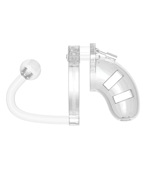 Shots Man Cage Chastity 3.5" Cock Cage w/Plug Model 10 - Clear - Empower Pleasure