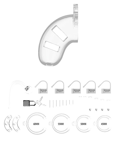 Shots Man Cage Chastity 3.5" Cock Cage w/Plug Model 10 - Clear - Empower Pleasure
