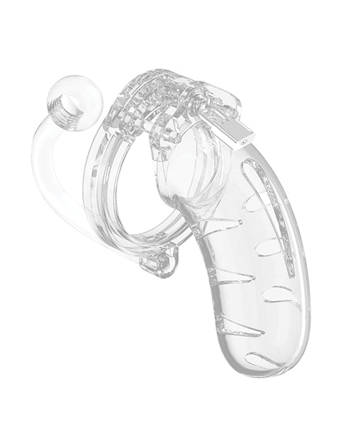 Shots Man Cage 4.5" Cock Cage w/Plug 11 - Clear - Empower Pleasure